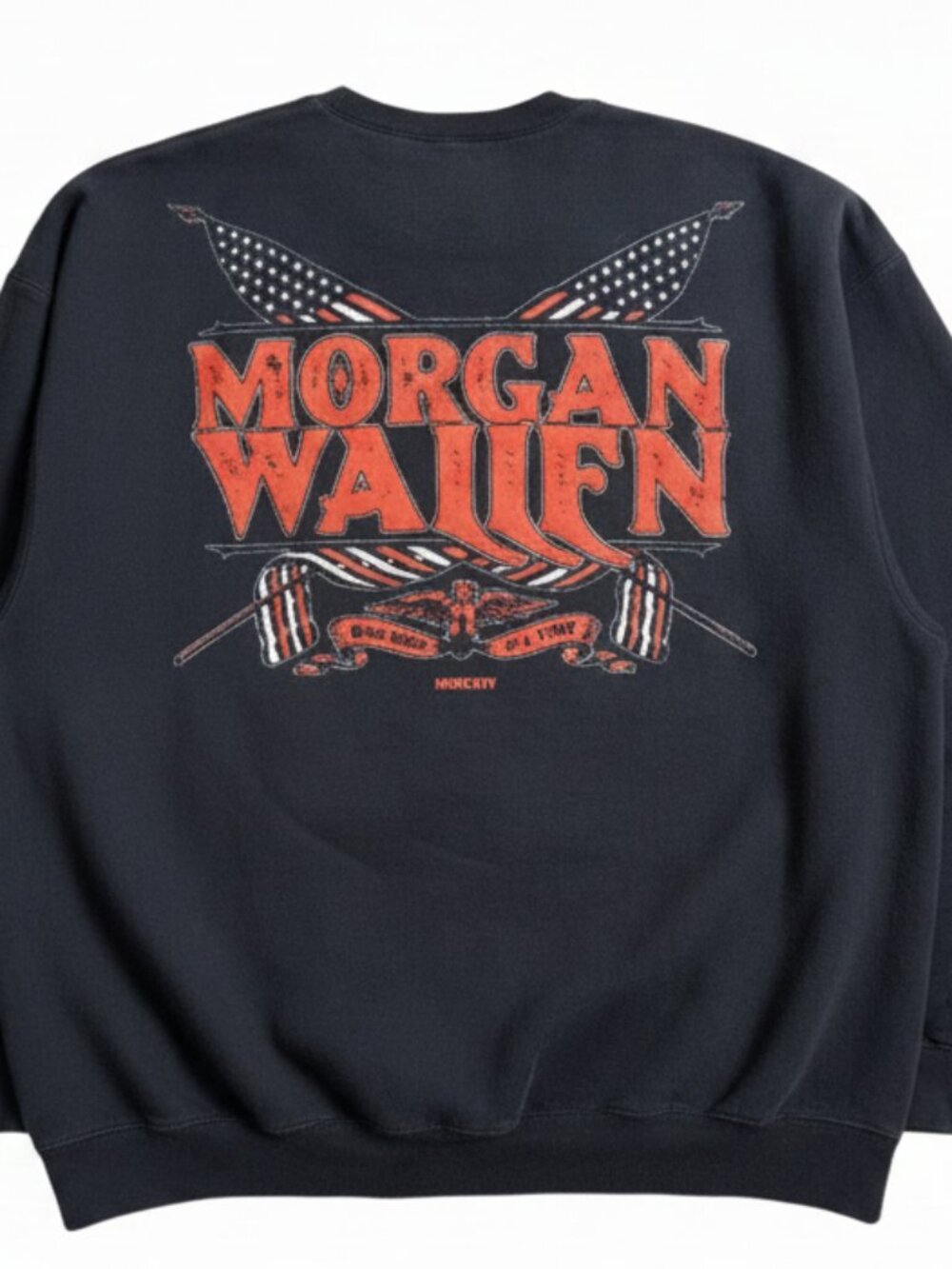 Morgan Wallen Blues Crewneck Sweatshirt Black Red Size L